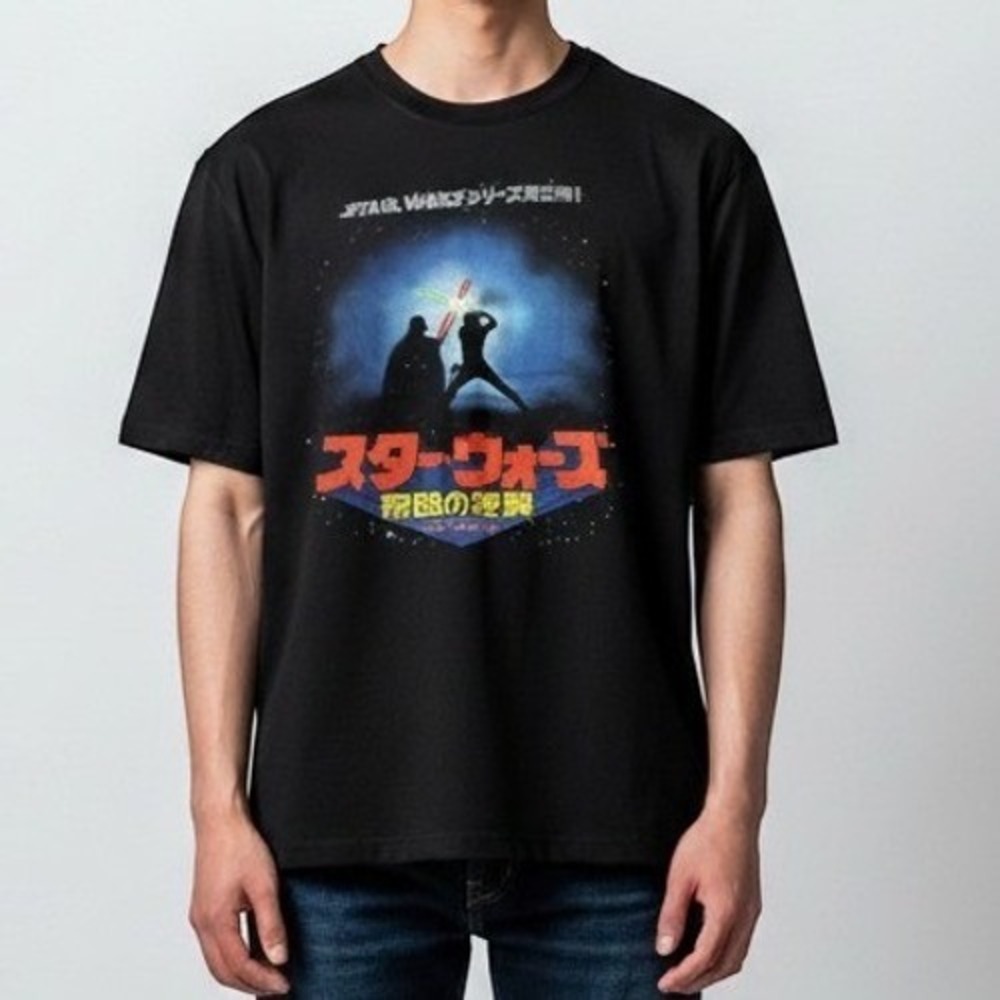 Star Wars T-Shirt Mens Medium Black Japanese Empire Strikes Back Graphic Tee
